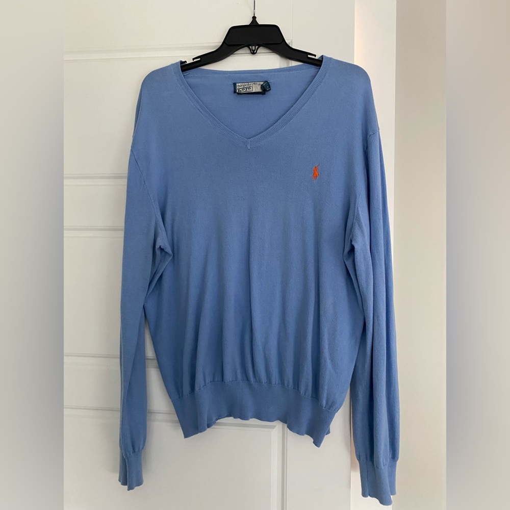 Ralph Lauren V Neck Sweater Light Blue - Large